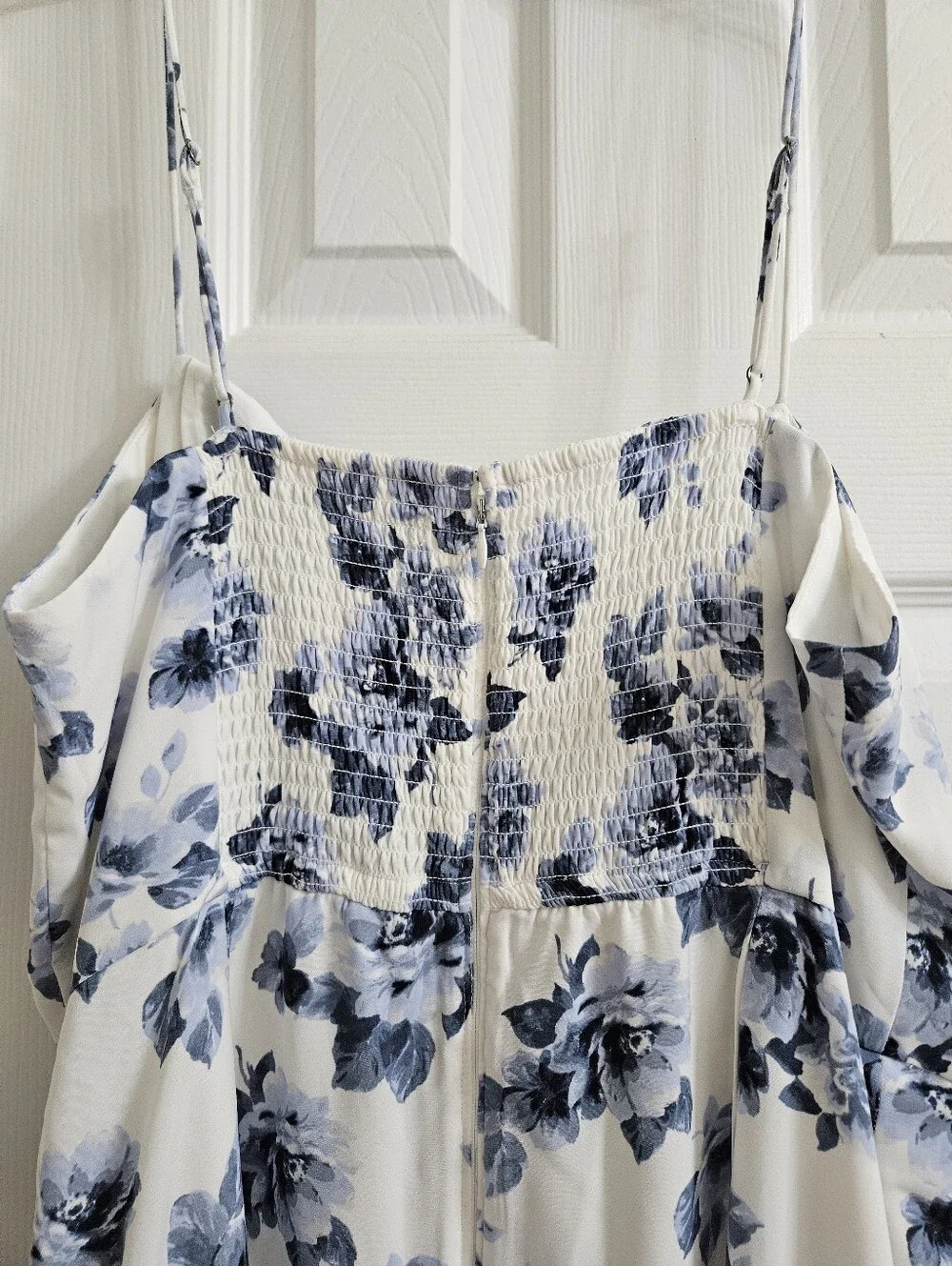 Abercrombie Off White And Blue Floral Slit Dress